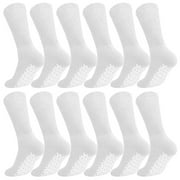 FALARI 12 Pack Men Women Anti Slip Grip Non Skid Crew Cotton Diabetic Socks For Home Hospital