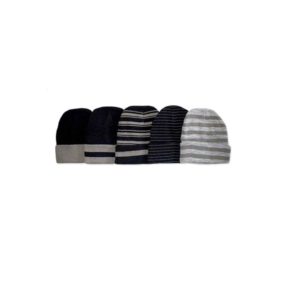 12-Pack Men's 100% Acrylic Beanie, Assorted Stripes, One Size