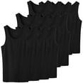 thumbnail image 1 of 12 Pack Men's 100% Cotton Ribbed Plain Tank Tops Athletic A-Shirts Undershirts Black Size:Small, 1 of 6