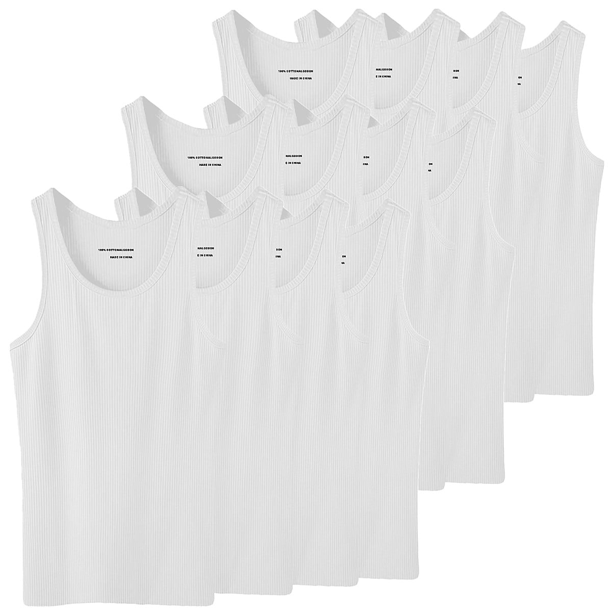 12 Pack Men's 100 Cotton Ribbed Plain Tank Tops Athletic AShirts