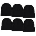 thumbnail image 1 of 12-Pack Men's 100% Polyester Beanie, Solid Black, One Size, 1 of 4
