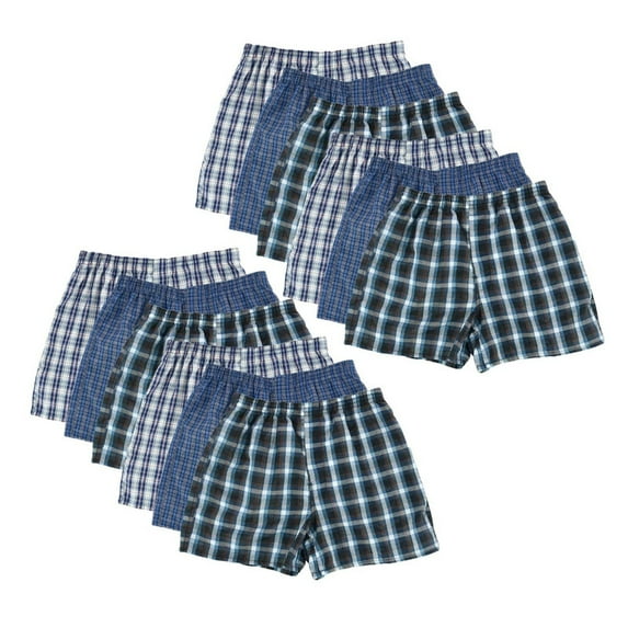 12 Pack Men's Boxer Shorts Random Mixed Color Pack Woven Relaxed Fit Boxers for Men Soft Breathable High quality Underwear with Elastic Waist Menswear