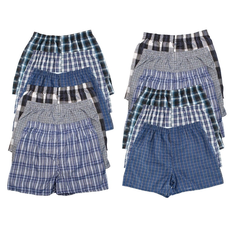 12 Pack Men's Boxer Shorts Random Mixed Color Pack Woven Relaxed