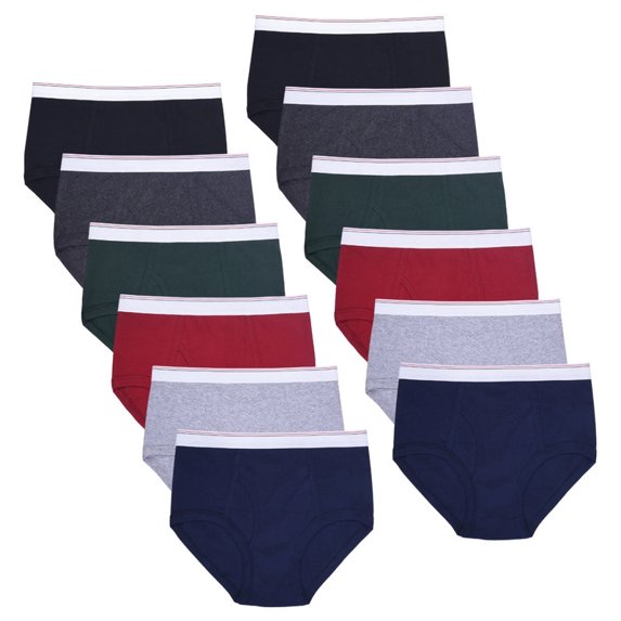 12 Pack Men's Briefs 100% Cotton Tag-Free Classics Elastic Waist Moisture Wicking Tagless Underwear S-XL Regular Big & Tall&nbsp; Soft Breathable Menswear