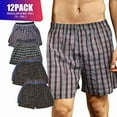 thumbnail image 1 of 12 Pack Men's Cotton Blend Boxer Shorts Random Mixed Color Pack Woven Relaxed Fit Boxers for Men Soft Breathable Mens Underwear with Button Fly Pouch Elastic Waist Comfortable Fabric Menswear, 1 of 5