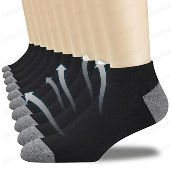 12 Pairs Low Cut Running Socks Cushioned Athletic Socks with Arch Support Reinforced Head & Heel for Durability,Black US(10-13)