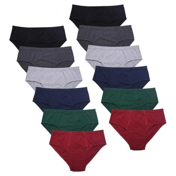 12 Pack Men's Triangle Briefs 100% Cotton Tag-Free Low Rise Elastic Waist Moisture Wicking Tagless Woven Underwear S-XL Soft Breathable Menswear