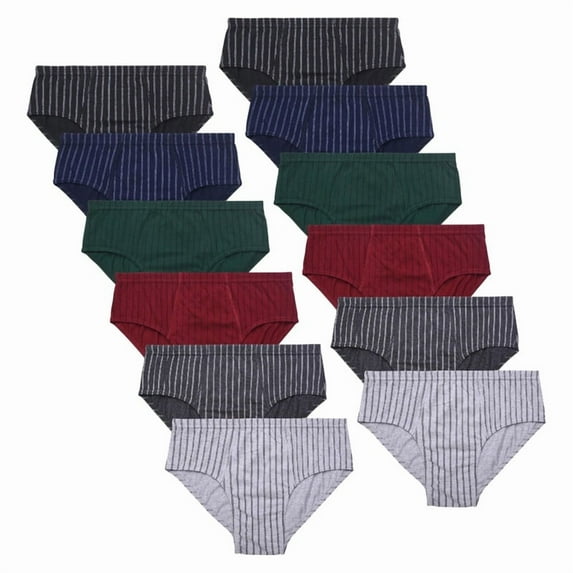 12 Pack Men's Triangle Briefs 100% Cotton Tag-Free Low Rise Elastic Waist Moisture Wicking Tagless Woven Underwear S-XL Soft Breathable Menswear