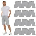thumbnail image 1 of 12 Pack Mens Fleece Lined Cotton Shorts, 11 Inch Casual Comfy Lounge Shorts, Wholesale Bulk Multipack for Donations, Charities, and Shelters (Heather Gray, 3X-Large), 1 of 7