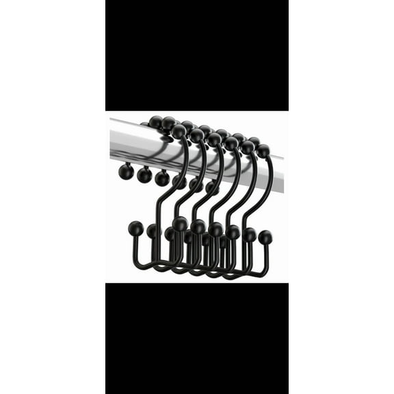 12 Pack Metal Shower Curtain Hooks Rings Double Glide Roller Set For Bathroom