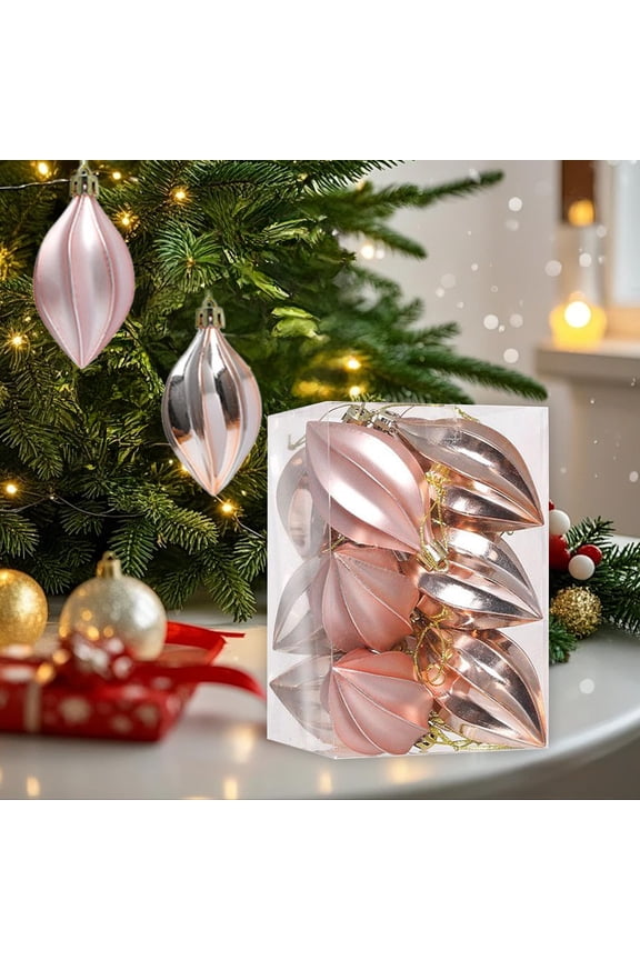 12 Pack Metallic Electroplated Starfruit Shaped Christmas Ornaments, Shiny Baubles for Tree and Party Displays