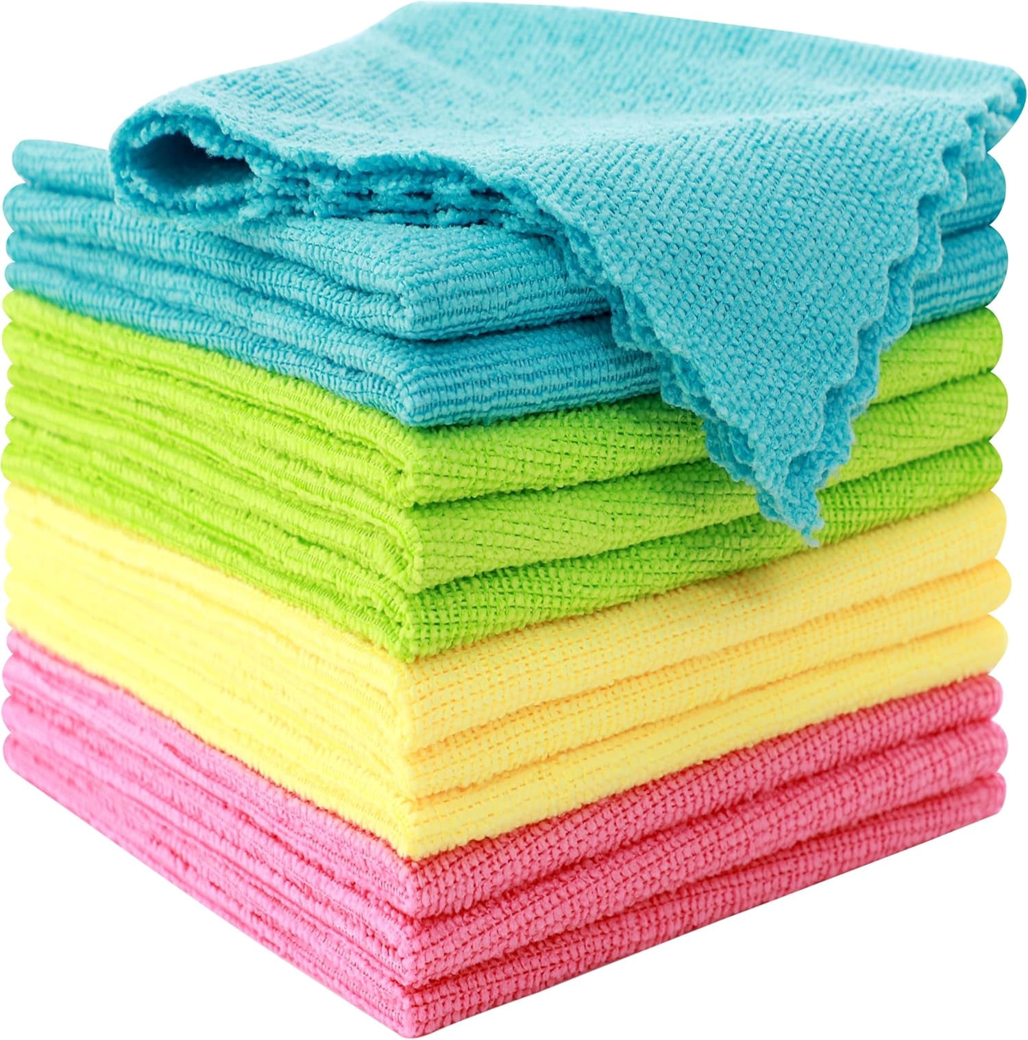12 Pack Microfiber Cleaning Cloth - Cleaning Rag, Drying Cleaning ...