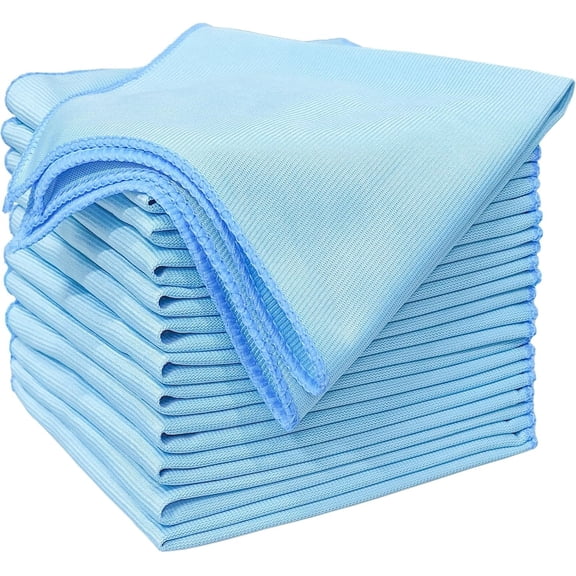 12 Pack Microfiber Glass Cleaning Cloth 16 Inch X 16 Inch Polishing Cloths Glass Cleaning Towel Lint Free Cloth for Cleaning Windows, Glasses, Mirrors, Windshields, Stainless Steel