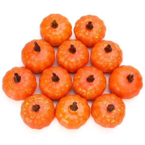 12 Pack Mini Artificial Foam Pumpkins 5.4cm Small Fake Fall Pumpkins for Thanksgiving Halloween Table Decor DIY Craft Photo Props