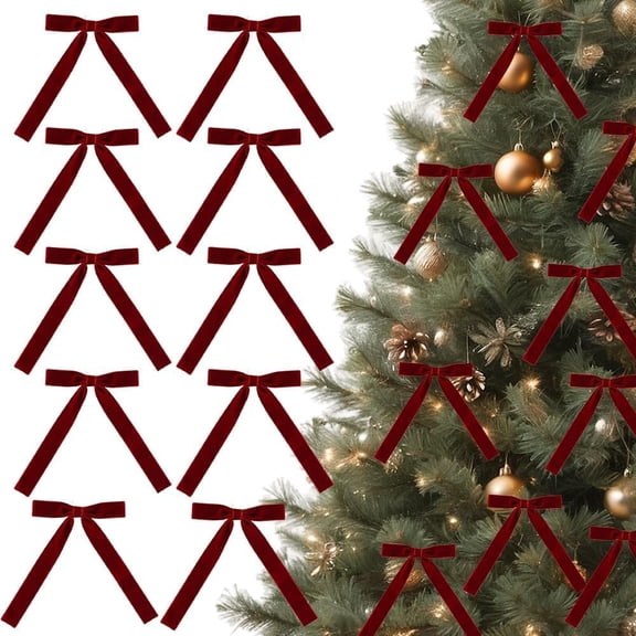 12 Pack Mini Burgundy Red Velvet Bows, 3.9×5.9 Inch Decorative Ribbon Bows with 4/5" Wide Ribbon for Wedding Gift Wrapping, Valentine’s Day & Christmas Tree Ornaments