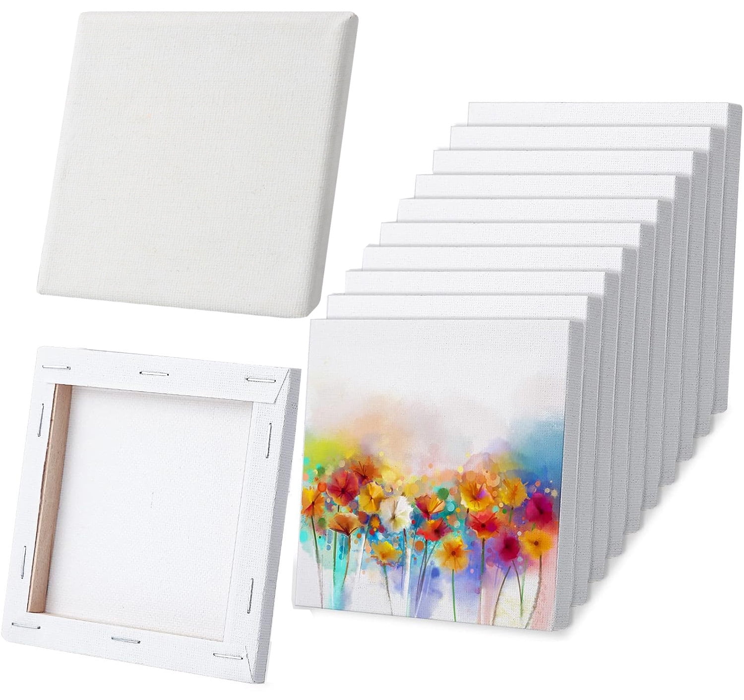 12 Pack Mini Canvas Art Boards,Happon 4" x 4" Art Canvases Boards for Acrylic Oil Painting and Decorating,Mini Oil Painting Frame with for Artist Painting