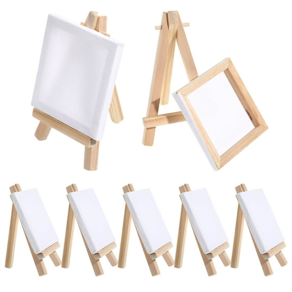12 Pack Mini Canvases, 3x3in Small Painting Canvas Panel with Mini Easel