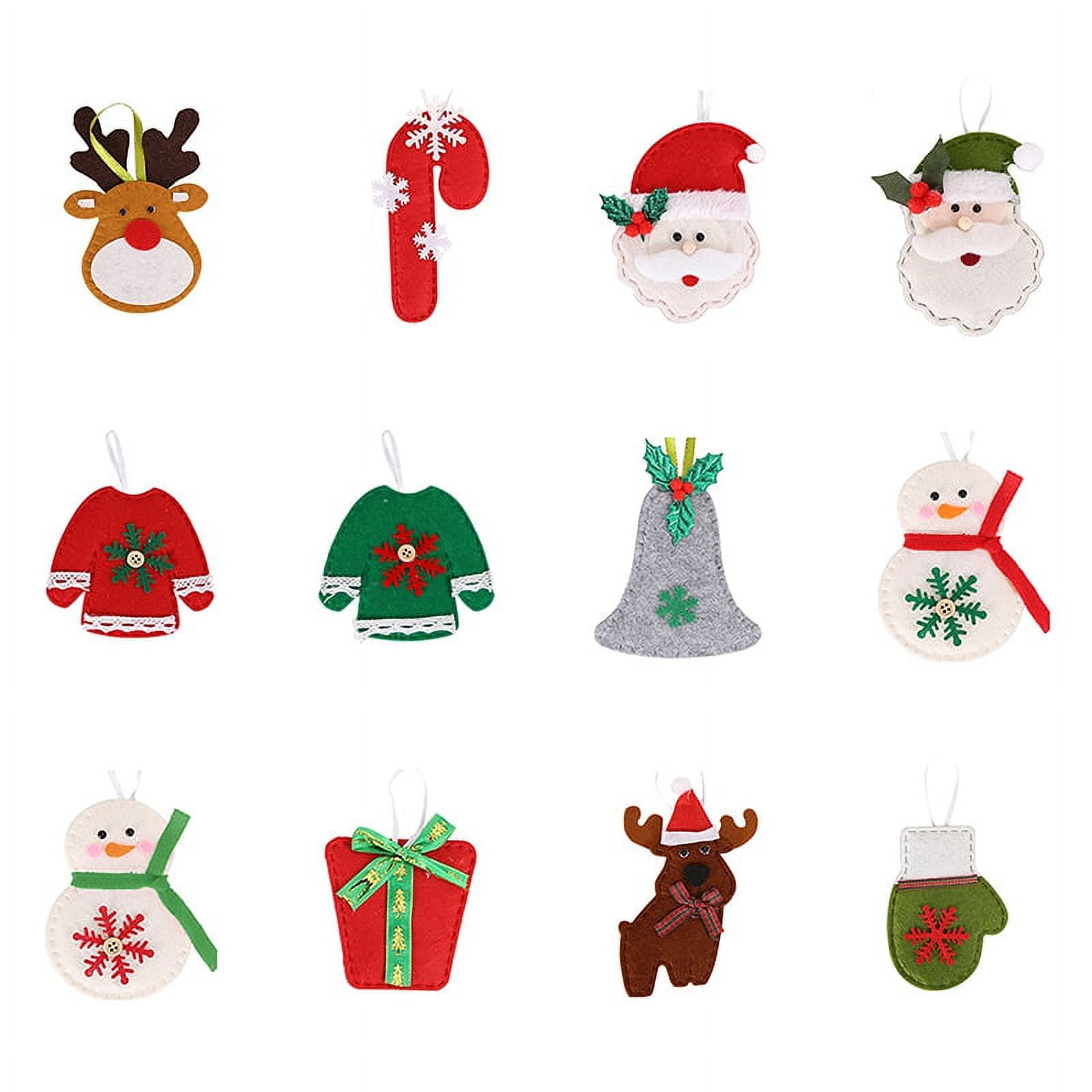 12 Pack Mini Christmas Ornaments, Miniature Nonwoven Christmas Tree Ornaments for Mini
