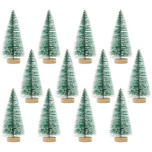 12 Pack Mini Christmas Trees for Tabletop, Xmas Holiday Home Indoor Decorations, 4.25 x 2 inches