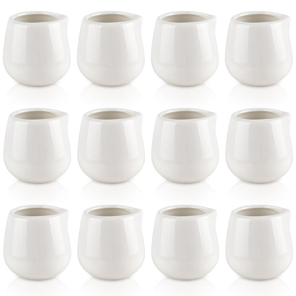 12 Pack Mini Cream Pitcher Ceramic Jugs White Porcelain 3 Oz 100ml