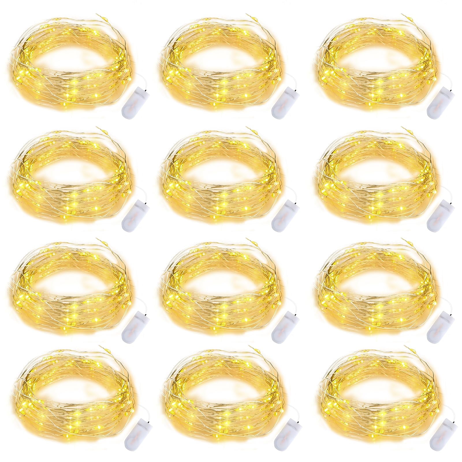 12 Pack Mini Lights, Emlimny 6.5 ft with 20 LED Fairy Lights Waterproof String Lights for Mason Jar/Centerpiece Table/Bedroom/Wedding /Valentines/Christmas/Outdoors/Indoor Decoration