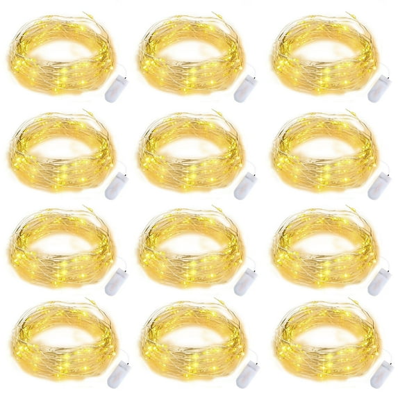 12 Pack Mini Lights, Emlimny 6.5 ft with 20 LED Fairy Lights Waterproof String Lights for Mason Jar/Centerpiece Table/Bedroom/Wedding /Valentines/Christmas/Outdoors/Indoor Decoration