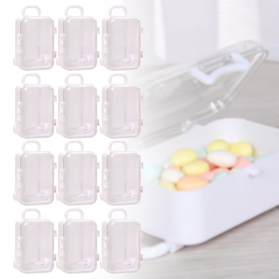 12 Pack Mini Luggage Suitcase Candy Box, Travel Trolley Case Shaped Plastic Container for Wedding Favor, 12 Boxes