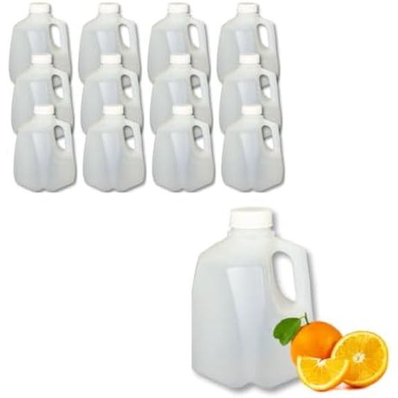 12 Pack Mini Milk Jugs with Lids Squat Plastic Milk Storage Containers Hold 1 Quart / 32 Ounces of Juice, Water, Milk, or Tea$$Home Decor, Kitchen, & Other