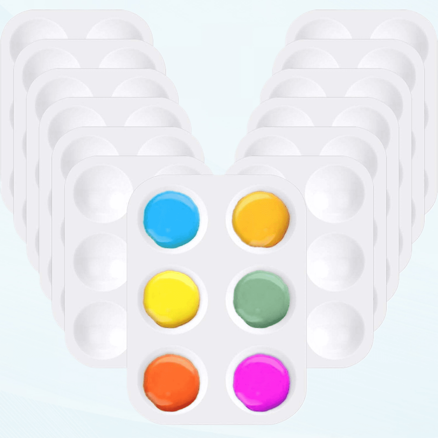 12 Pack Mini Paint Palettes, Paint Tray Palettes with 6 Wells, Plastic