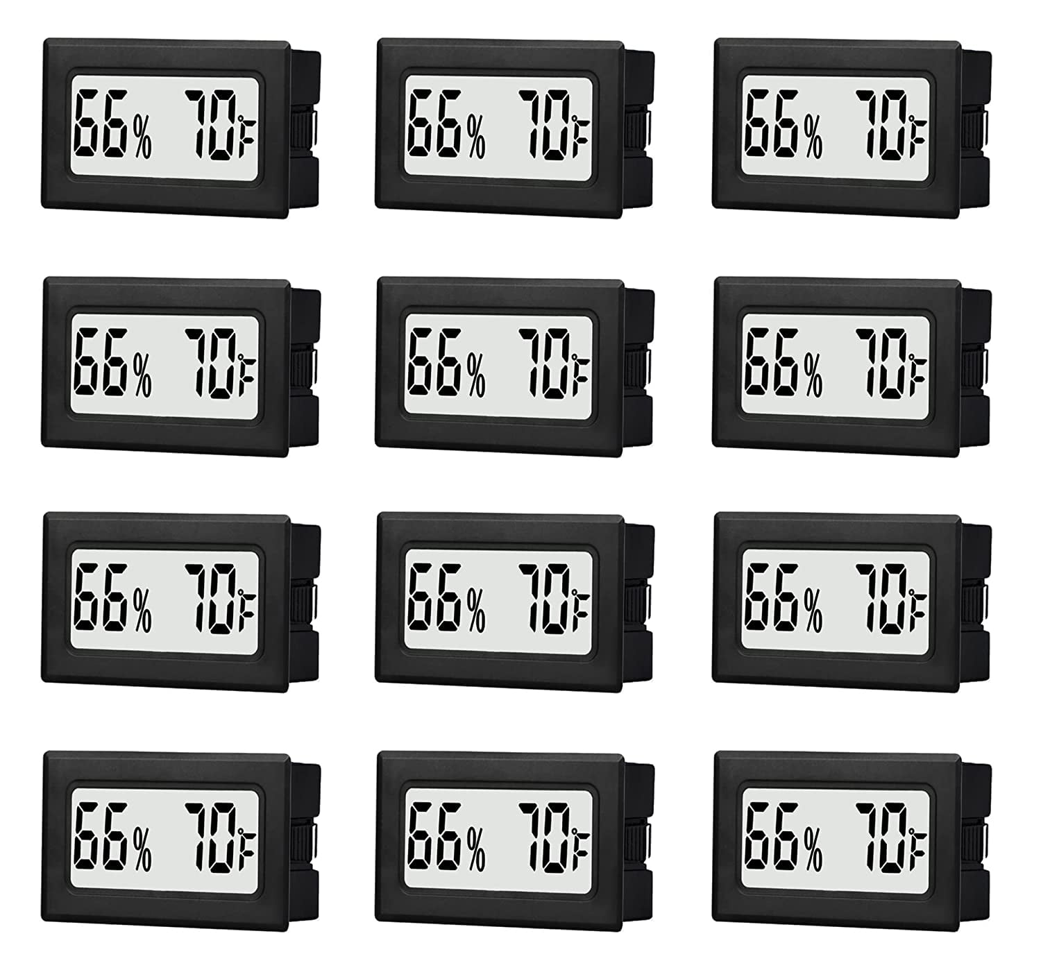12 Pack Mini Small Digital Hygrometer Thermometer Indoor Temperature and Humidity Meter Gauge with Temp Sensor Monitor Fahrenheit (℉) for Jars,Home,Room