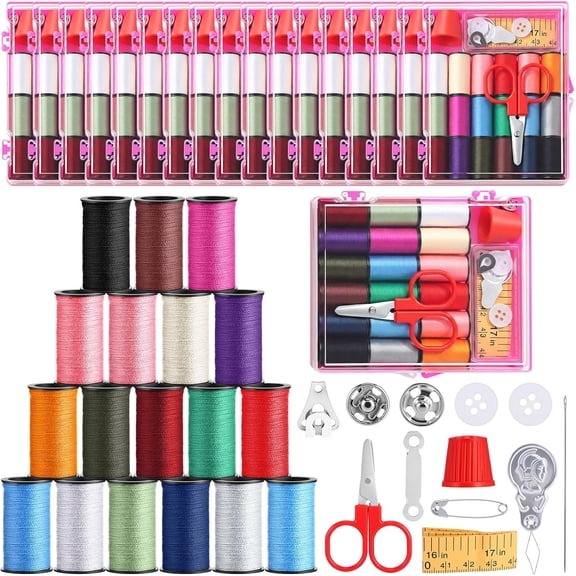 12 Pack Mini Small Sewing Kits Bulk Travel Sewing Kit Mini Storage Box with Scissors Needles Threads Portable Emergency Sew Kits Pack for Home Beginner Camping Repairs DIY Handcraft Traveler