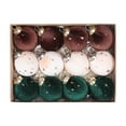 thumbnail image 1 of 12-Pack Mini Velvet Christmas Ornaments 2.35in/6cm, Small Tree Decorations for Shower Birthday Parties, Festive Flocked Balls, 1 of 5