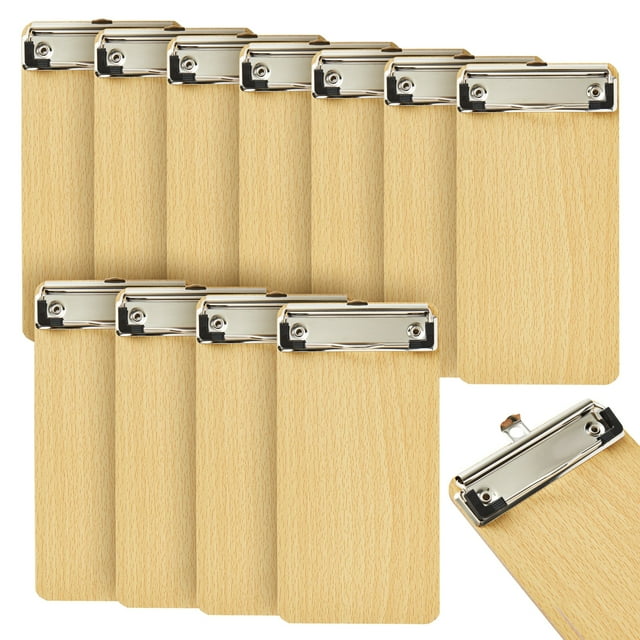 12 Pack Mini Wooden Clipboards with Low Profile Clip, 4x8 Wood Clip