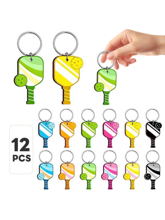 12 Pack Wooden Pickleball Keychains, Dink Themed Paddle Key Chains, Mini Sports Accessories, Gifts for Pickleball Lovers, Bag Backpack Decor