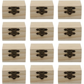 12-Pack Mini Wooden Treasure Boxes with Locking Clasp - Unfinished Wood Treasure Chest for Party Favors, DIY Projects, Home Decor, Props, 2.3 x 1.5 x 1.5 Inches