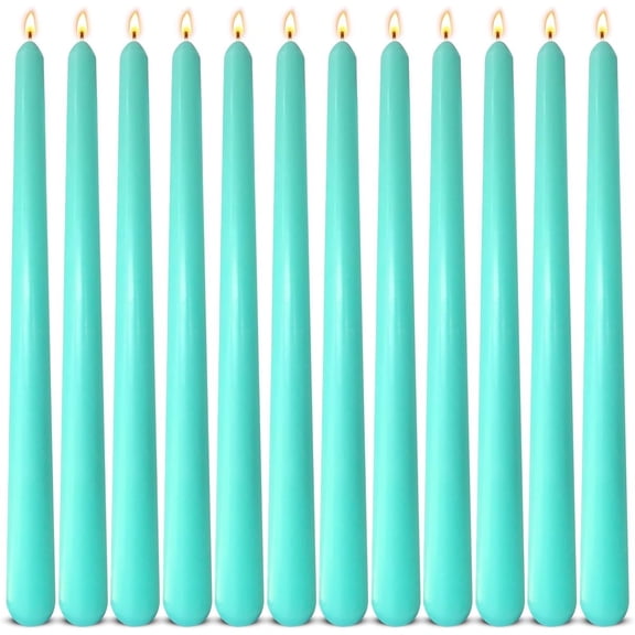 12-Pack Mint Green Unscented Taper Candles, 10 Inch Dripless Smokeless Candlesticks, Long-Lasting Burn Time of 7-8 Hours, Perfect for Home Decor, Spring