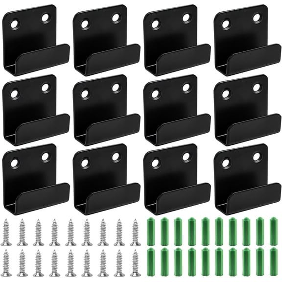 12 Pack Mirror Clips for Wall Mounting, Inner Width 0.39 Inch Heavy Duty Mirror Hangers, Mirror Hanging Clips, Stainless Steel U Brackets for Ceramic Tile Display (Black)