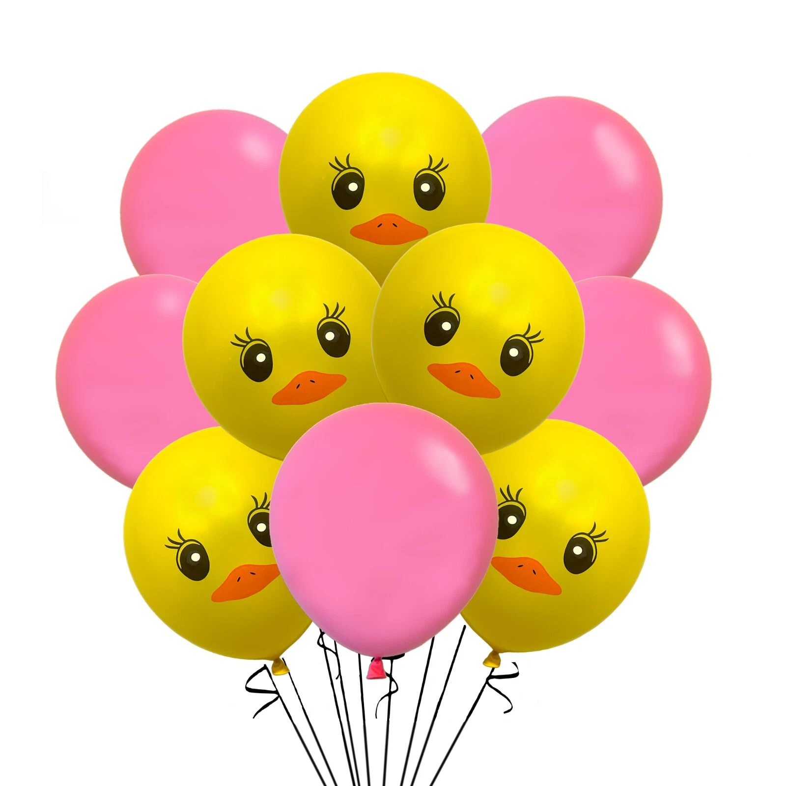 It's A Girl Rubber Ducky Baby Shower Balloon Set – 9-Piece Mylar & Latex Decorations With Polka Dots