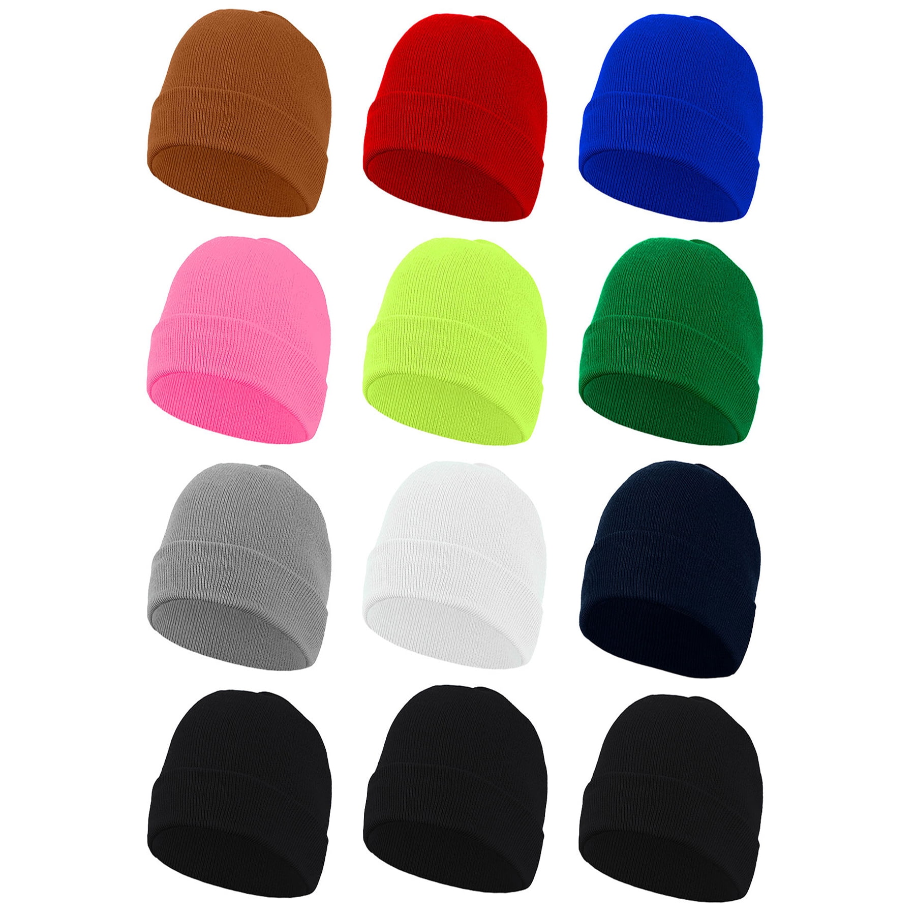 12-Pack Mixed Falari Men Women Knitted Beanie Hat Ski Cap Plain