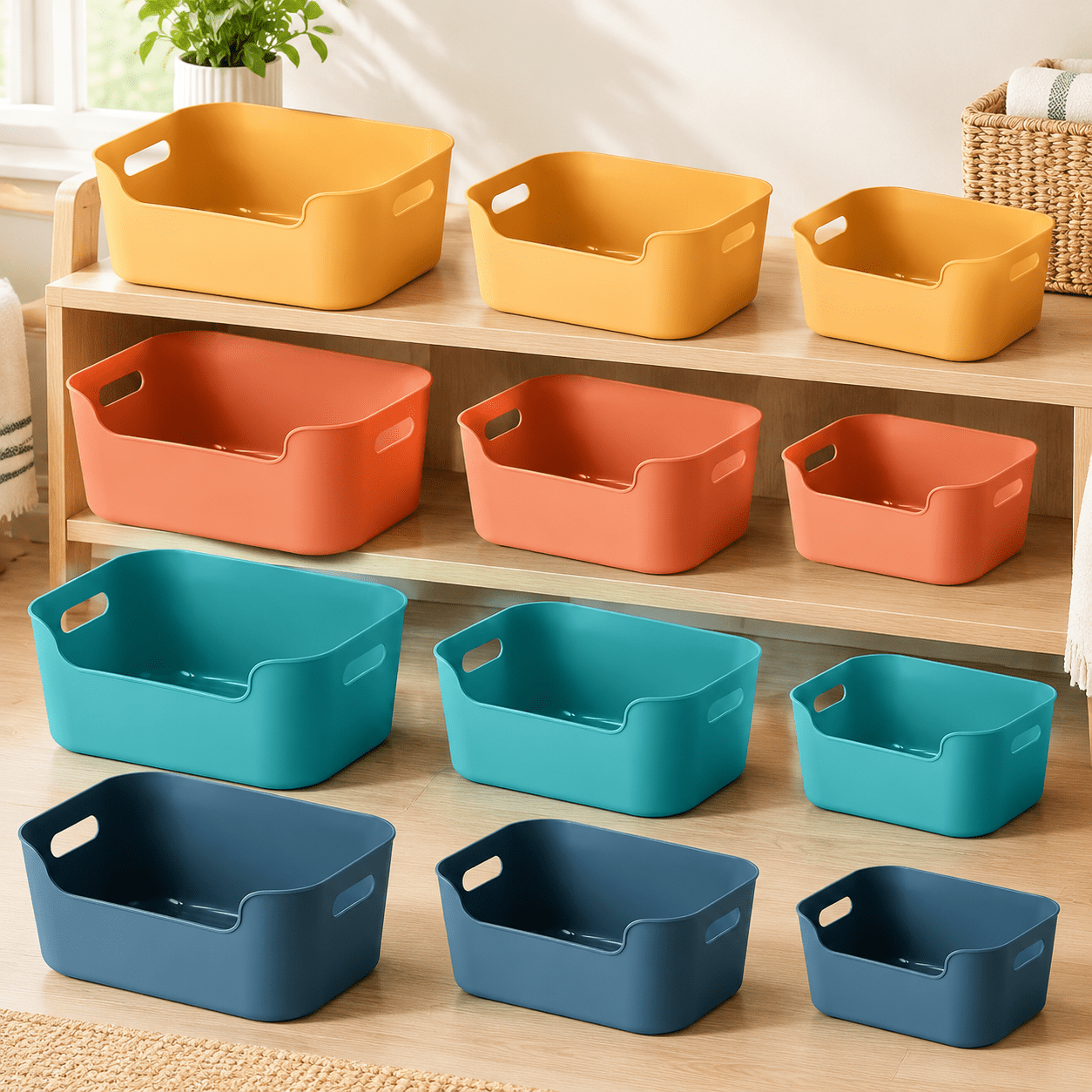 12-Pack Mixed Plastic Storage Bins and Baskets for Efficient Home ...