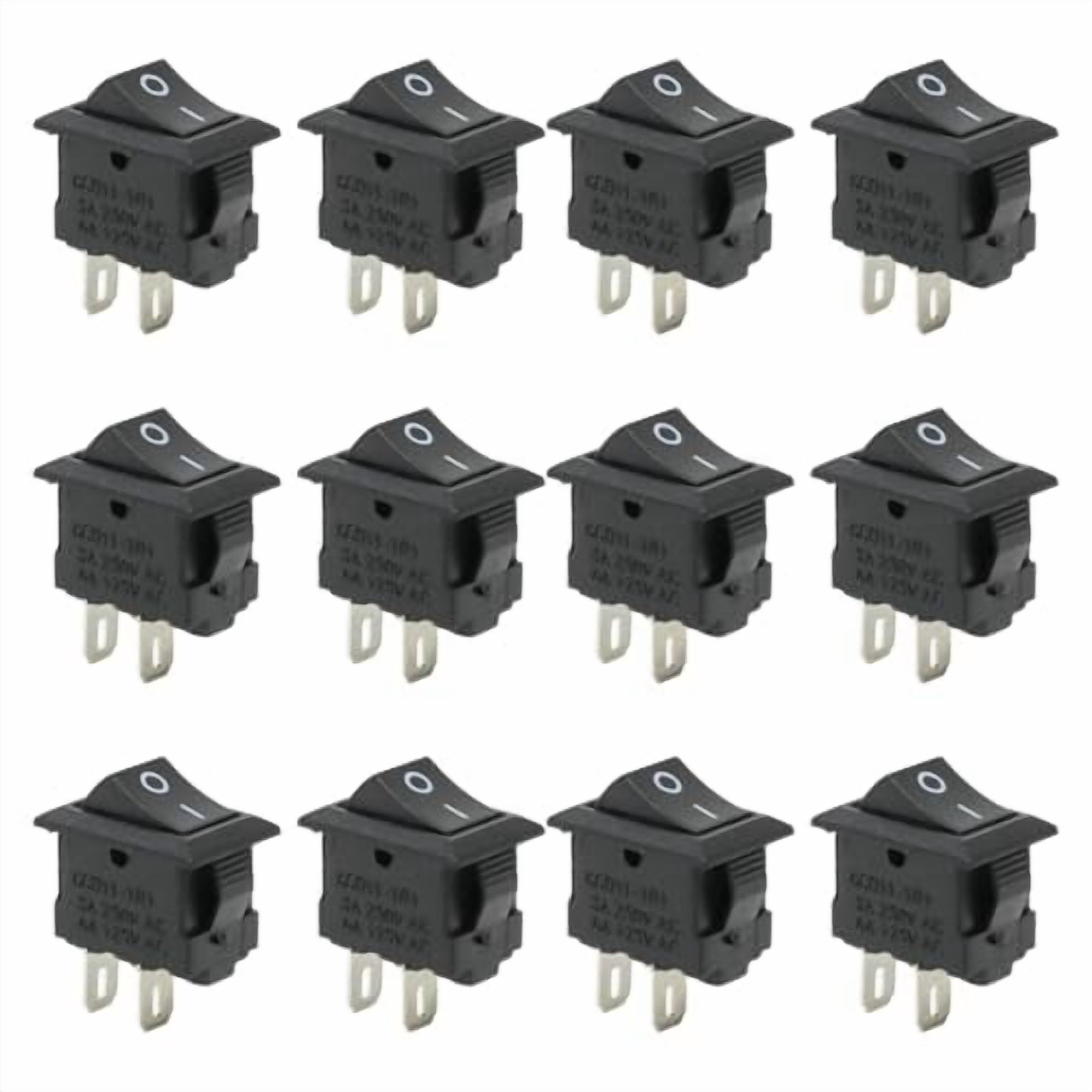 12 Pack Modern Light Switch AC 3A/250V 6A/125V 2 Pin I/O SPST Snap in ...