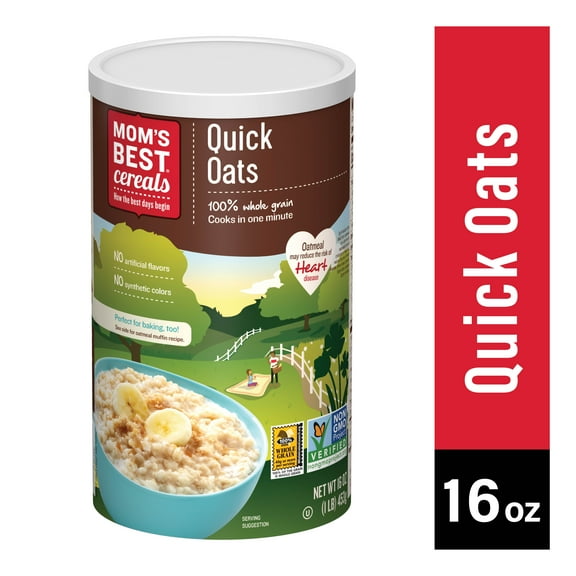 (12 Pack)Mom'S Best Cereals Whole Grain Oatmeal, Quick Oats, 16 Oz