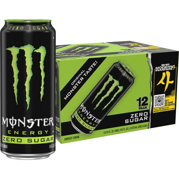 Monster Energy Zero Sugar, Sugar Free Energy Drink, 12 Pack - 16 Fl Oz