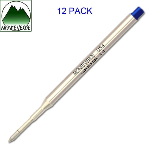 12 Pack - Monteverde Capless Gel to fit Sheaffer Ballpoint Pens - Blue Ink