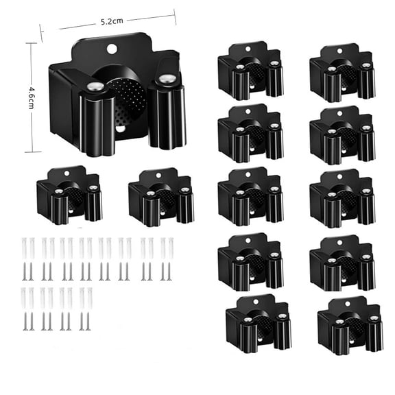 12 Pack Mop and Broom Rack Wall Mounted Heavy Duty Broom Storage Rack Wall Mounted Metal Hook Laundry Kitchen Garage Storage Rack Stainless Steel