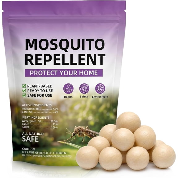 12 Pack Mosquito Repellent Balls, Mosquitoes Deterrent for Outdoor Patio & Camping Kid & Pet Safe, Long-Lasting Indoor/Outdoor Protection for Yard, Decks & RV Travel