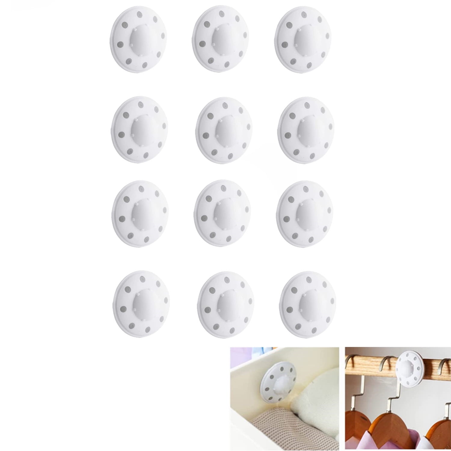 12 Pack Moth Ball Case with Adhesive Wall Sticker, Refillable Case for