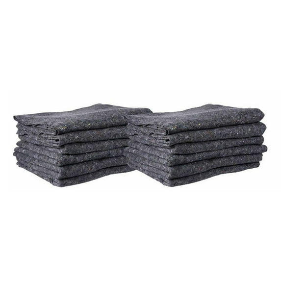 12 Pack 72" x 80" Textile Moving Blankets - Heavy Duty Furniture Moving Pads for Packing & Transport, Protective Skin Moving Blankets for Storage & Home