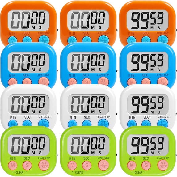 12 Pack Multi-Function Digital Timers, Magnetic Lar LCD Display Loud ...