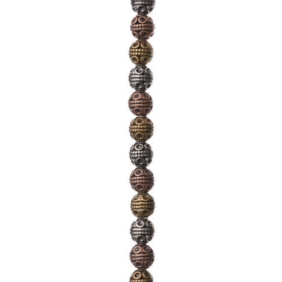 Bead Landing Multicolor Metal Round Beads, 8mm, 12 Pack